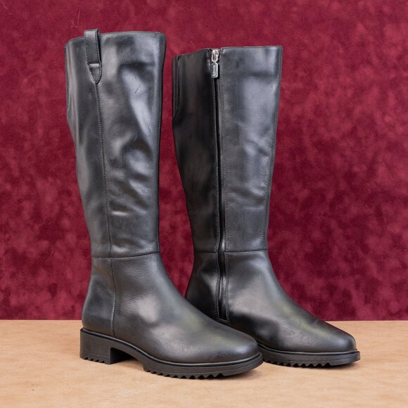 Blondo Women Cal Black Leather Waterproof Riding Knee High Boots sz 8.5 - Picture 1 of 10